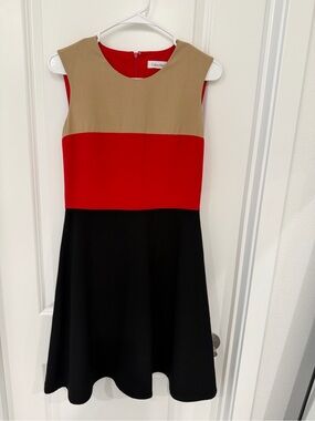 calvin klein embroidered a line dress Sample Cutout Turtleneck A-Line Mini Dress